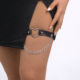 C0337 Cross-border Diablo Exaggerated Leg Ring Leather Love Chain Rivet Geometric Harajuku Style Leg Chain Foot Ring Female