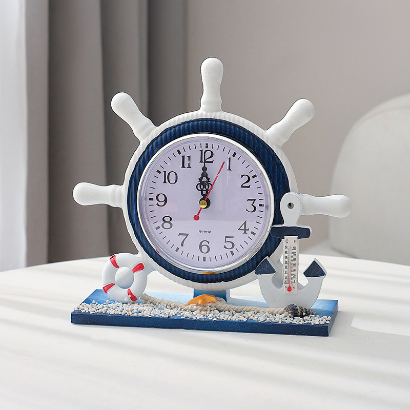 Bedroom Bedside Decorative Table Clock Living Room Clock Ornaments Mediterranean Nautical Clock Creative Quiet Clock