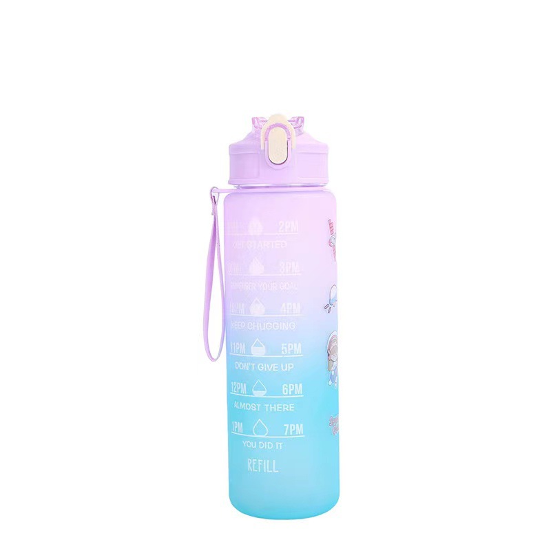 Printable Amazon Hot Selling Gradient Sports Plastic Water Cup 32OZ Space Cup Bounce Lid Suction Cup
