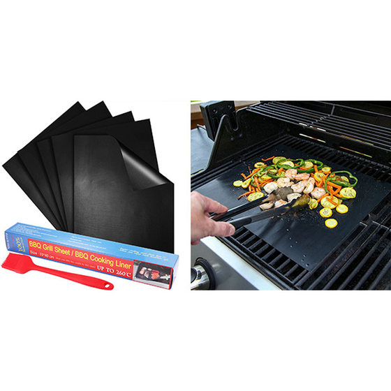 0.2MM black barbecue mat copper bbq baking mat glass fiber teflon baking mat set 33x40cm