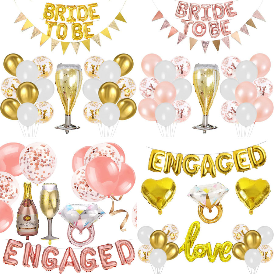 字母engaged訂婚快樂字母氣球love婚慶求婚派對裝飾婚慶派對背景