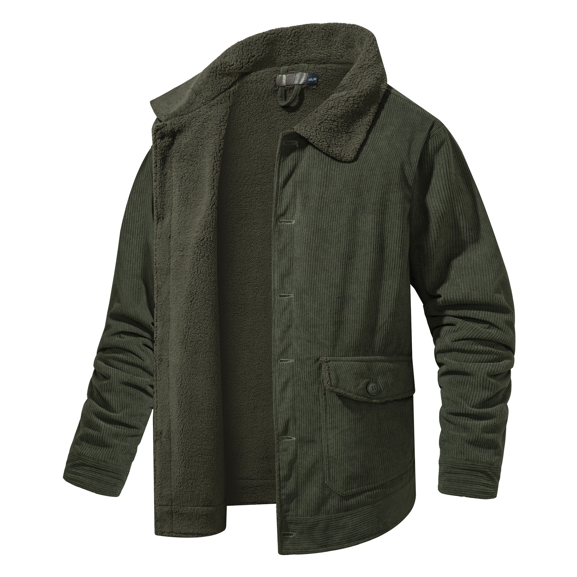 American size men's plus size men's cashmere thickened jacket foreign trade lapel winter casual loose corduroy jacket