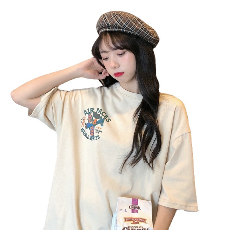 Hong Kong style short-sleeved T-shirt for women 2023 new summer loose Korean style ins trendy student Harajuku bf lazy style top clothes