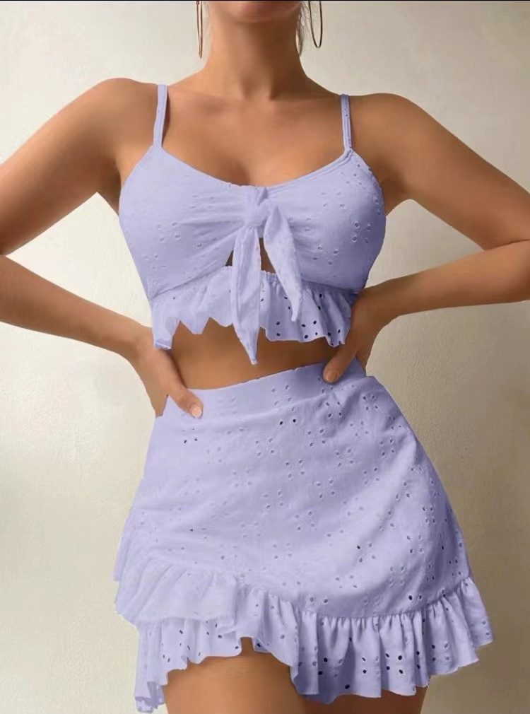 Amazon 2025 New Swimwear European and American Beach Dress Bikini Three-piece Swimwear Conservative Swimwear Women Wholesale