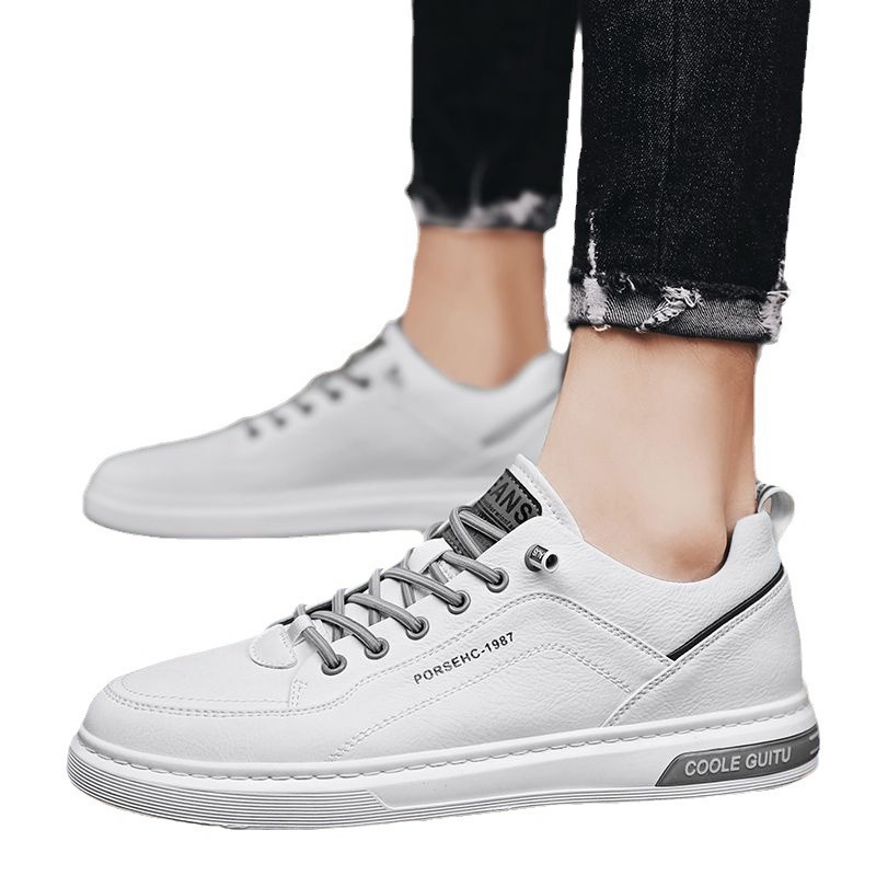Men's Shoes Spring and Autumn 2024 New Casual Leather Shoes Men's White Flat Shoes All-match Summer Sports White Shoes for Teenagers