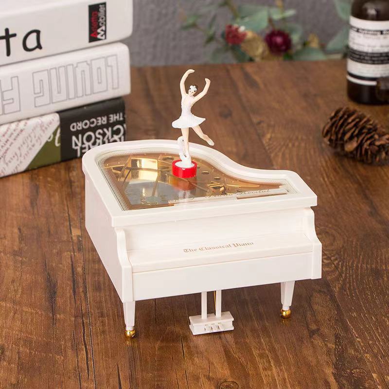 Handmade diy piano music box rotating ballet girl music box cake baking decoration gift