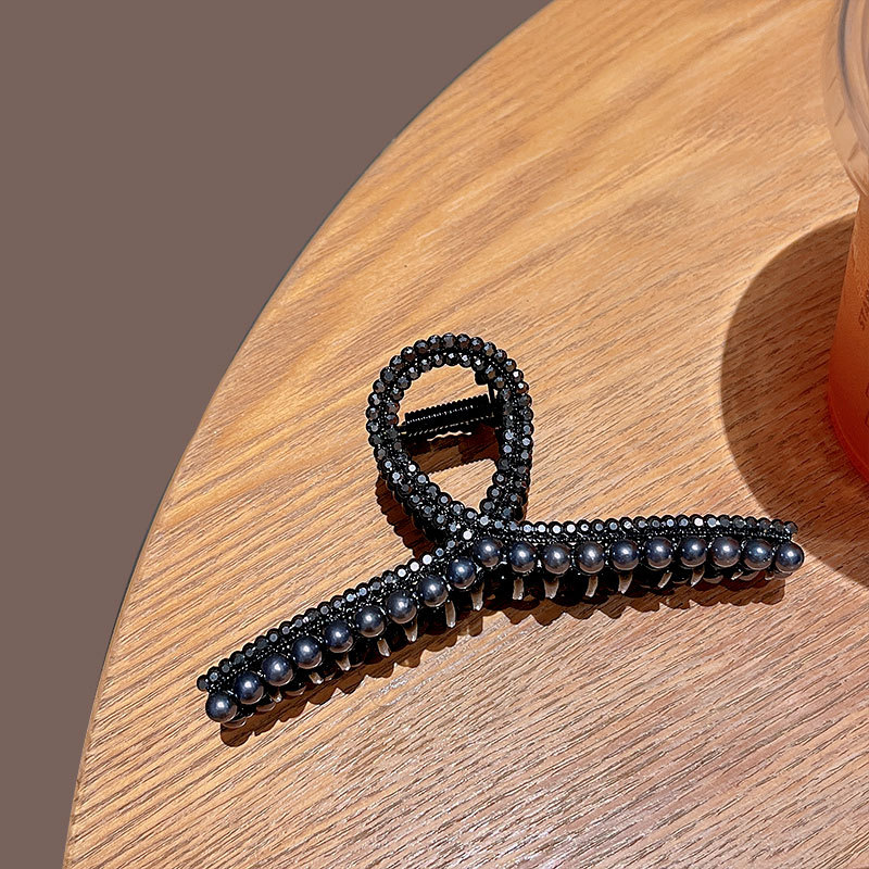 Autunno e inverno Nuovo Nero forcina per capelli da donna di alta qualità senso posteriore della testa piastra per capelli grande clip di squalo temperamento copricapo_voghion.com