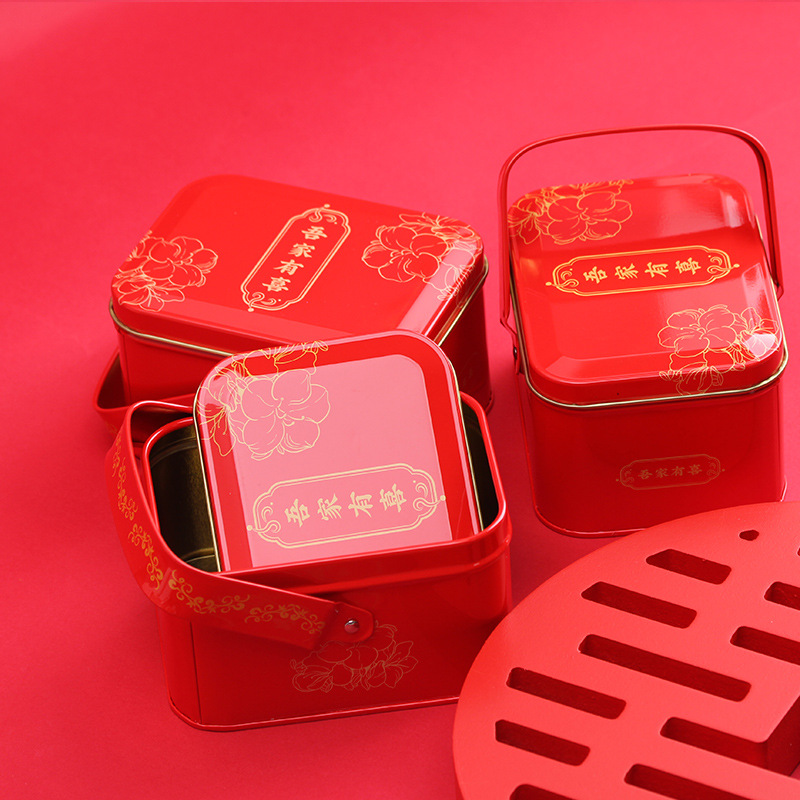 Wedding wedding gift box hand packaging Chinese portable iron box wedding gift box candy candy iron box