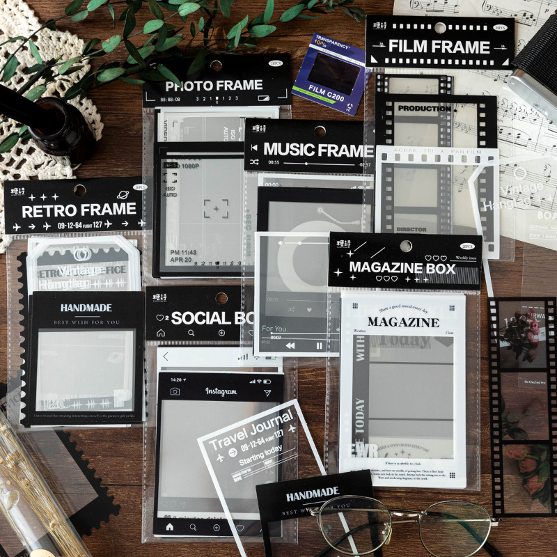Sugar poem PET sticker bag frame Museum series retro film hand account decoration material backing sticker 6