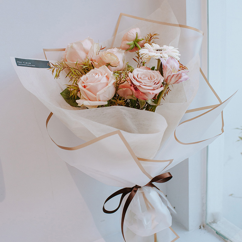 Golden edge jelly film translucent matte paper waterproof flower wrapping paper flower shop floral bouquet rose bag flower material