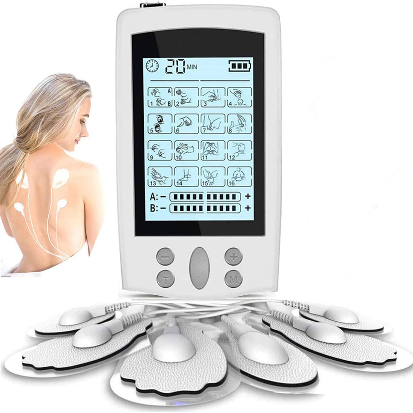 Pearl white double 16 model new multifunctional TENS massager EMS low frequency acupuncture pulse massager
