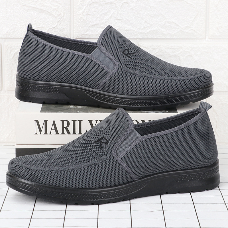 Shoes Men's 2024 New Foreign Trade Men's Shoes Polyurethane Men's Flying Woven Shoes Slip-on Soft Sole Casual Shoes Sneakers