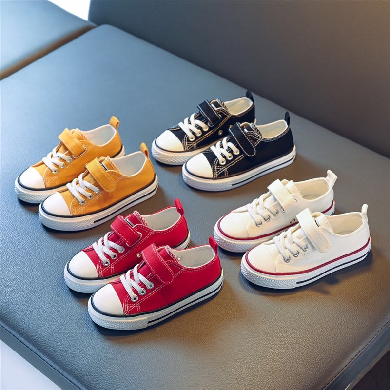Children's Canvas Shoes Boys and Girls 2023 New White Shoes Children's Velcro Student Baby Board Shoes Trendy