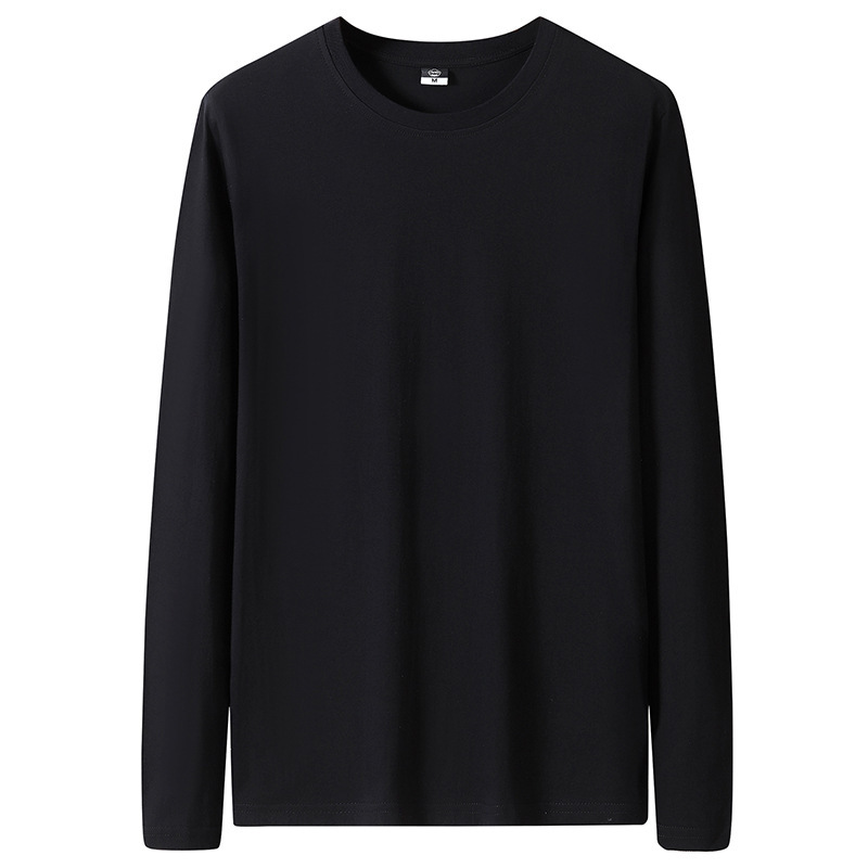200g pure cotton men's long sleeve T-shirt spring and autumn trend loose pure white sweater base shirt autumn men's clothing