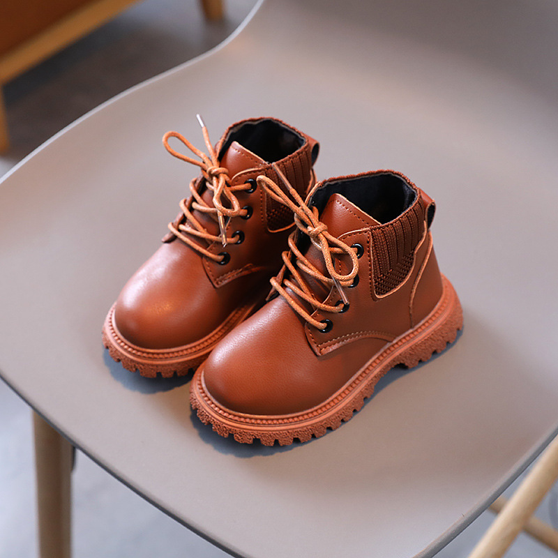Autumn and Winter new children's shoes children's boots Martin boots foreign trade Boys' leather low-top cotton short boots girls' baby shoes