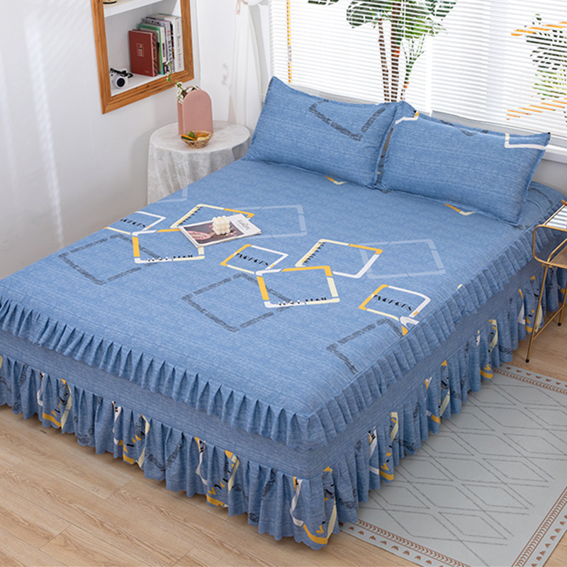 Bed Skirt Bed Cover Three-Piece Set Simmons Protective Cover Double Bed Cover Small Lace Bed Cover Korean Style Bed Skirt 1.8 Bed 2.0