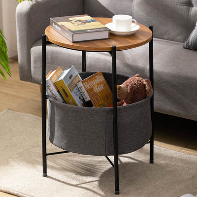 Solid wood round table small coffee table factory wholesale storage small round table double-layer round table living room bedroom corner table bedside table