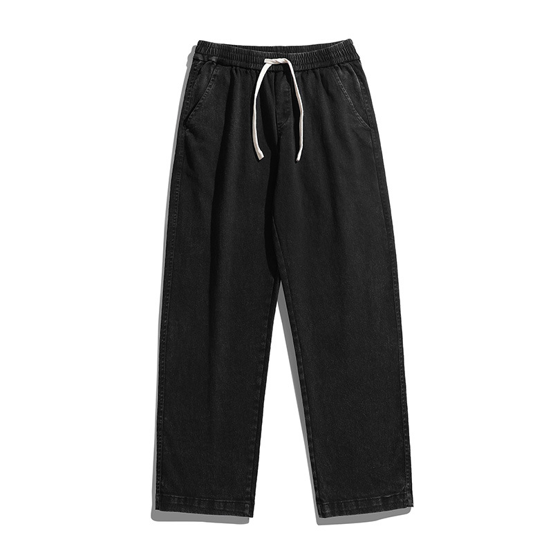 Jeans Boys American Style 2024 Spring New Loose Trendy Brand Cotton Pants Men's Stressed Waist Straight Casual Pants