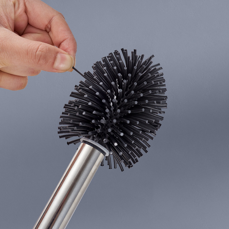 New toilet toilet stainless steel soft rubber wool-planting toilet brush set base anti-leakage no dead angle cleaning brush