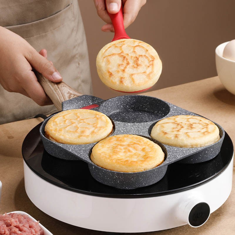 [Source Factory] Foreign trade hot-selling Maifan stone four-hole fried egg three-in-one pan non-stick breakfast pan