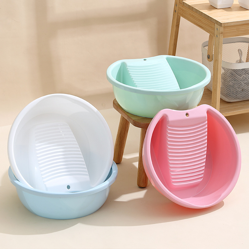 Plain Color Thickened Laundry Basin for Household Student Dormitory Plastic Washboard Basin for Baby Washing Clothes Basin Washboard