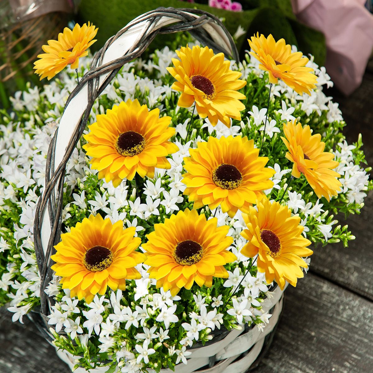 G328 Garden Card Outdoor Garden Decorations Landscape Courtyard Villa Simulation Sunflower Lawn Pile Pole