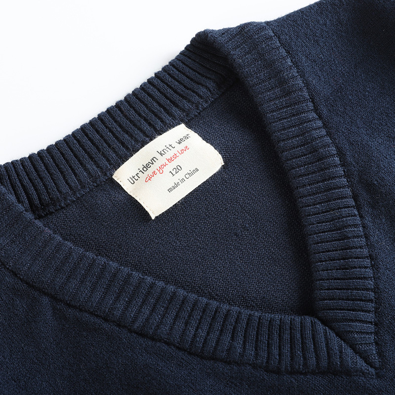 Korean version of solid color girls pullover long sleeve children's sweater parent children's knitted bottoming shirt boys wholesale