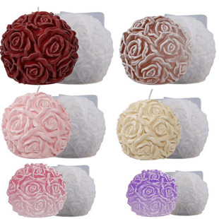 Poppy diy round multi-size crystal drop resin Rose Ball candle round ball table silicone mold