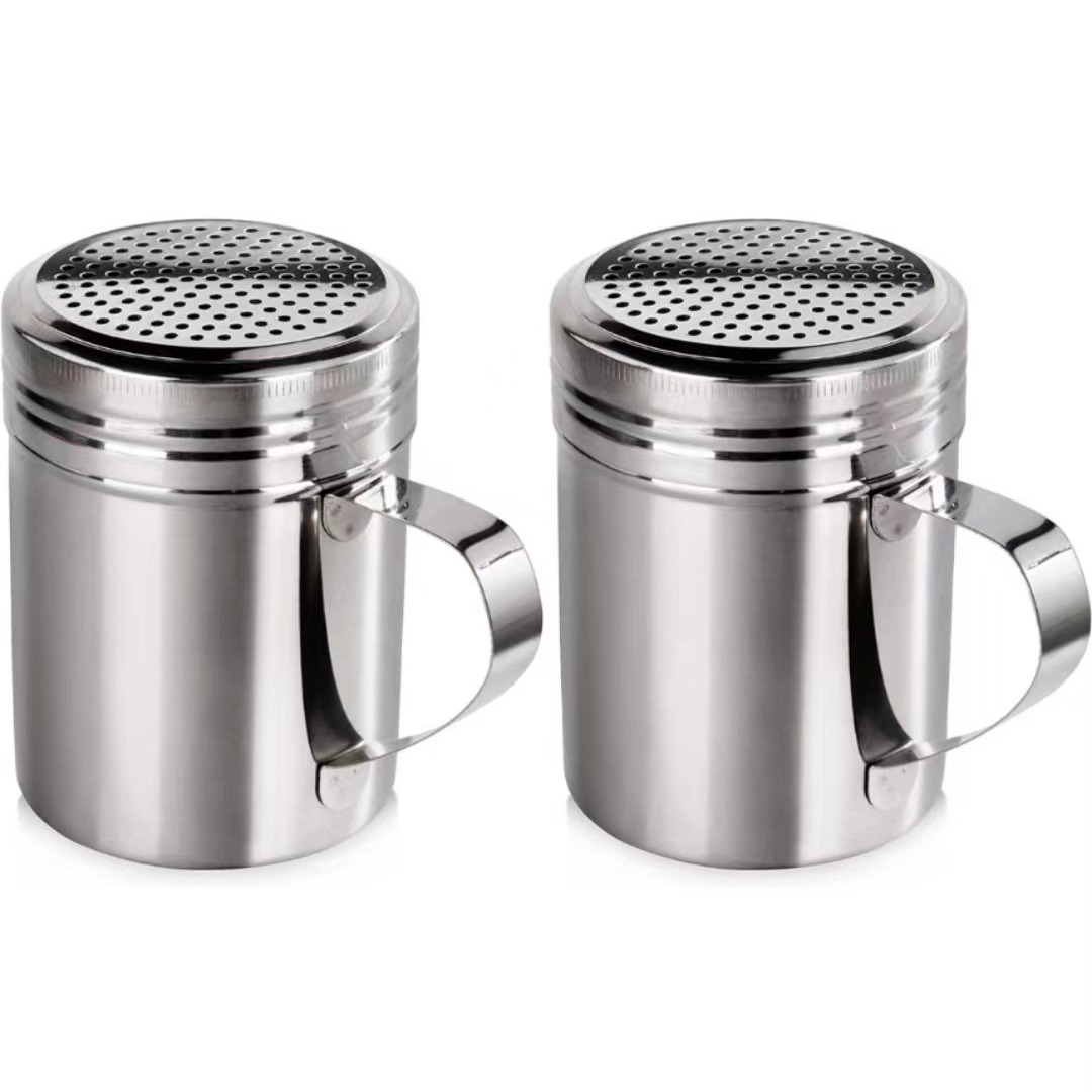 Amazon hot sale 304 stainless steel powder spreader matte 127-hole arc handle seasoning barbecue Jar Kitchen Supplies