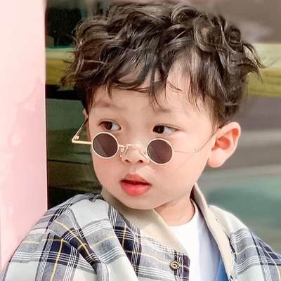 Children's Sunglasses Fashion Girl's Retro Small Round Frame Prince's Mirror Performance Style Sunglasses Men's Handsome Baby's Glasses