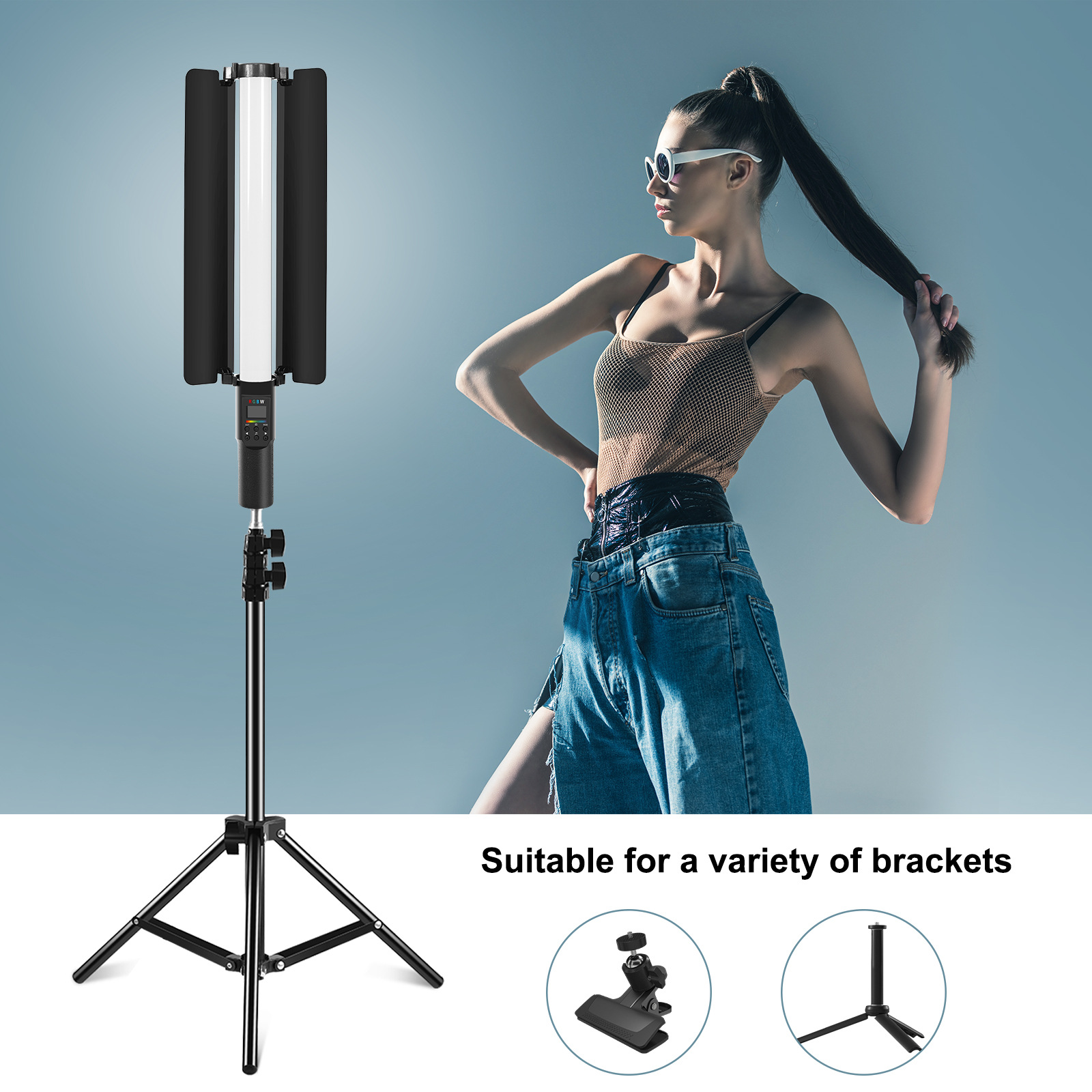 Fat cow color background rgb photography fill light portable led professional lighting live atmosphere light handheld stick light