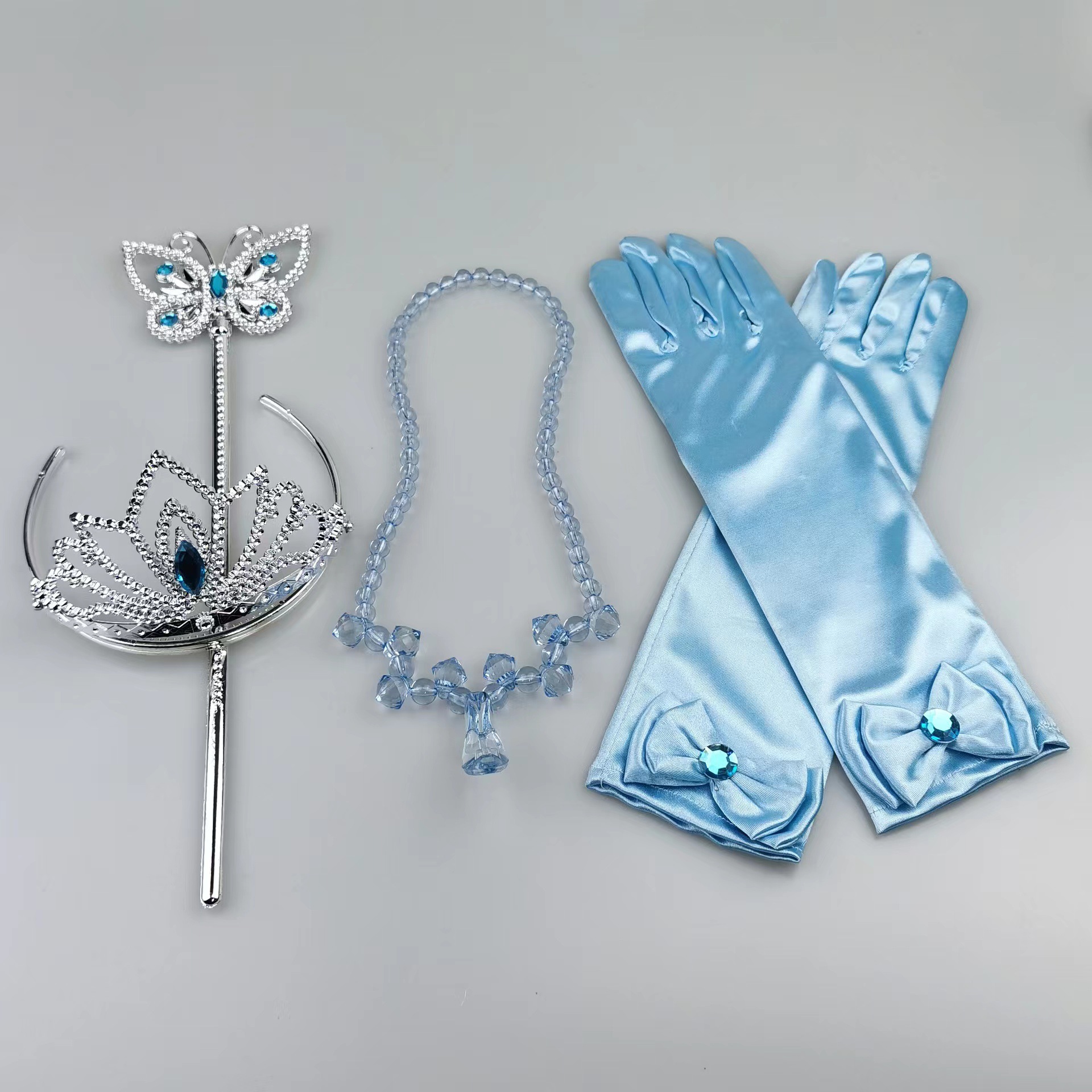 Factory spot Cinderella blue high heels necklace fairy princess crystal shoes necklace butterfly magic wand set