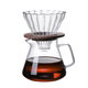 Supply high borosilicate glass hand coffee pot hand set with wooden filter cup household glass coffee sharing pot