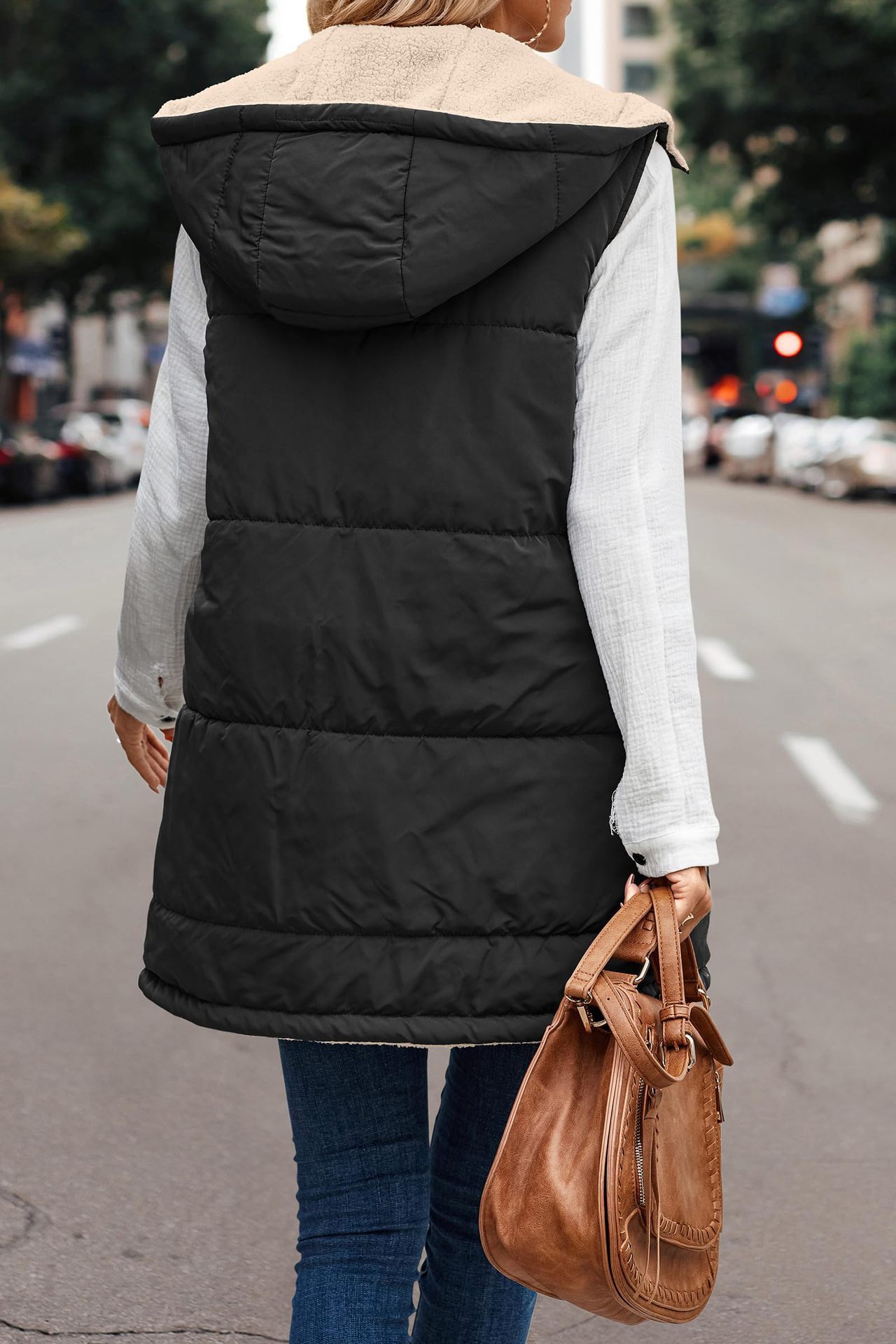 In stock 2023 new European and American solid color hooded cotton-padded vest double-sided warm cardigan windproof coat_voghion.com