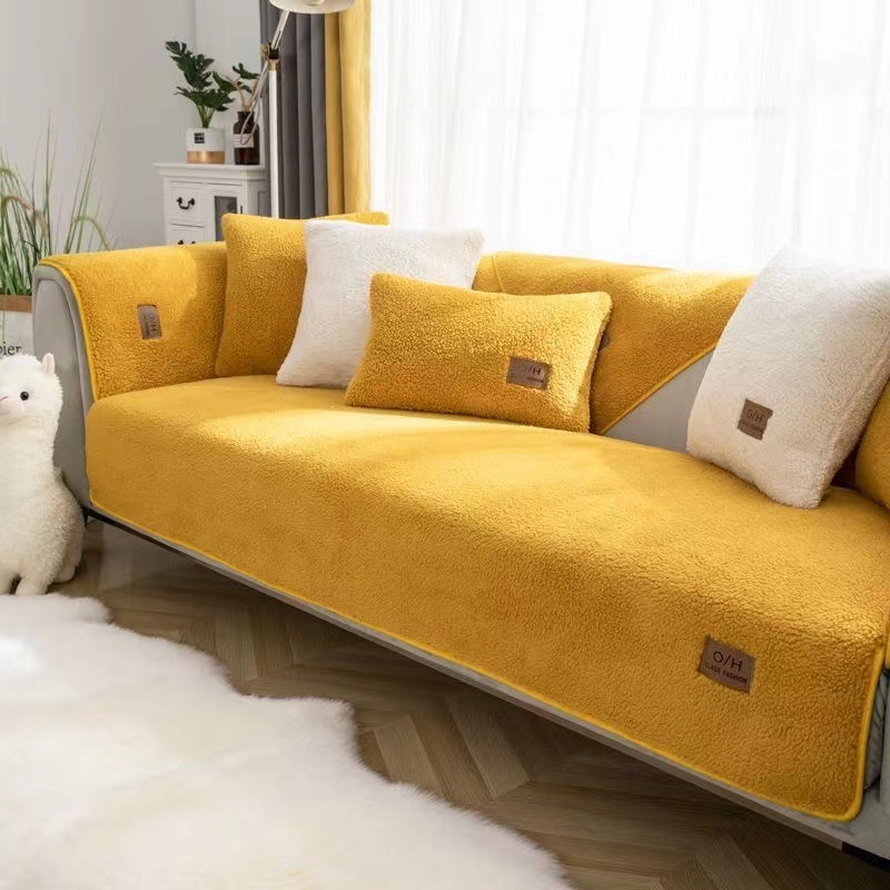 Cross-border lamb velvet sofa cushion winter non-slip plush padded Nordic sofa cover cushion cover towel wholesale