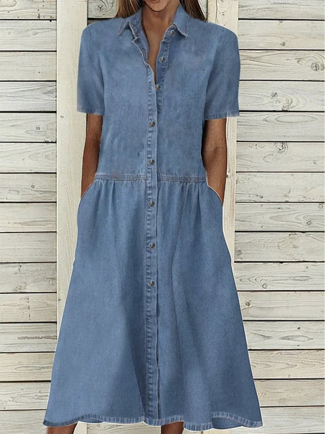 2022 Amazon independent station explosions European and American lapel temperament casual denim dress