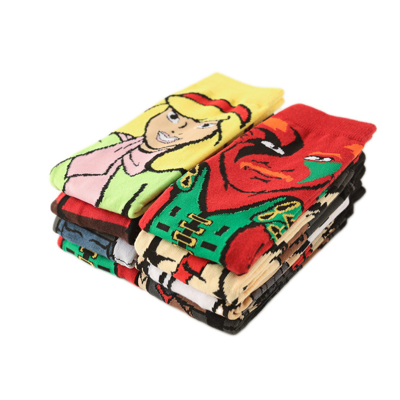 New Male Clown Cartoon Men's Socks Cross-border Source Female Cartoon Socks Personality Trend Skate Socks Factory Socks