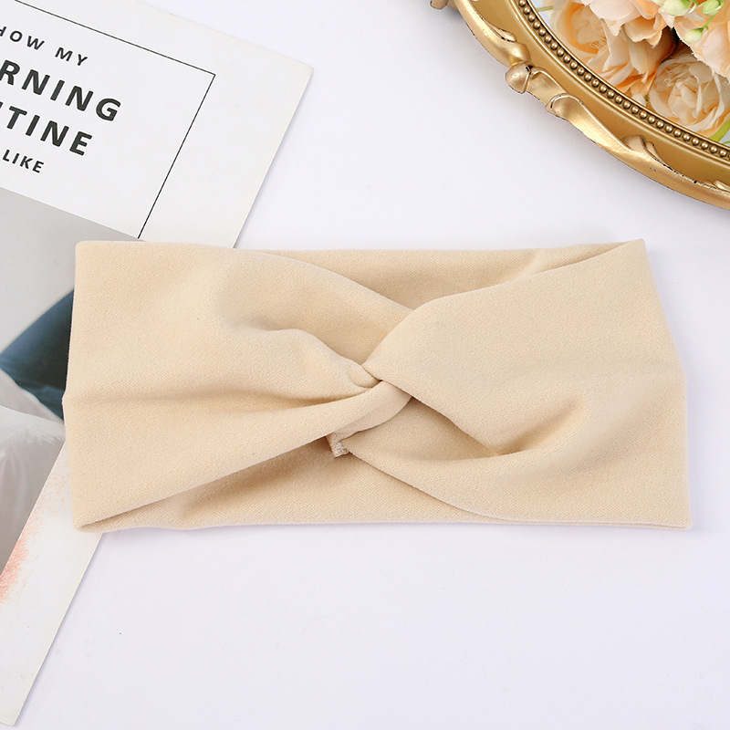 Flannel Cross women's hair band solid color breathable fabric hair band yoga sweat-absorbent elastic headband wholesale