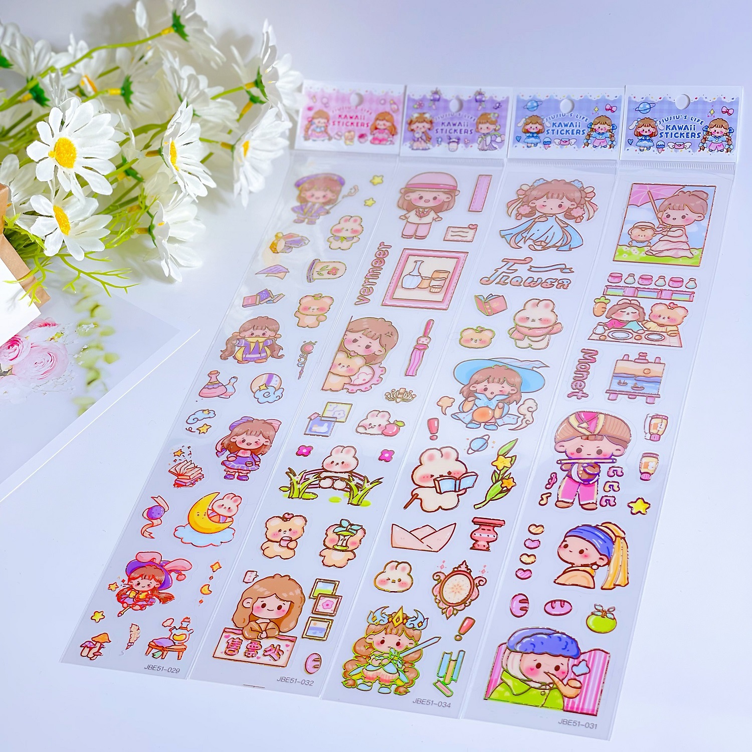 Long gilding stickers pet children's hand account stickers wholesale stationery material cartoon cute hand account stickers stickers