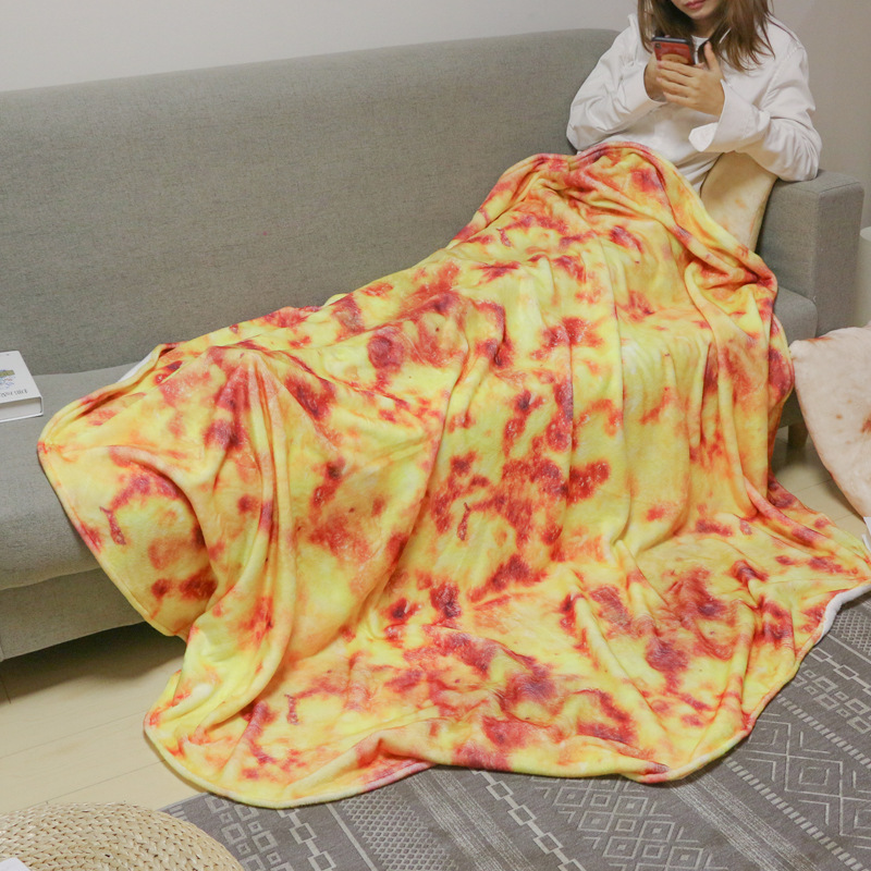 Internet red funny flannel blanket burrito pizza blanket coral fleece blanket wholesale air conditioning blanket