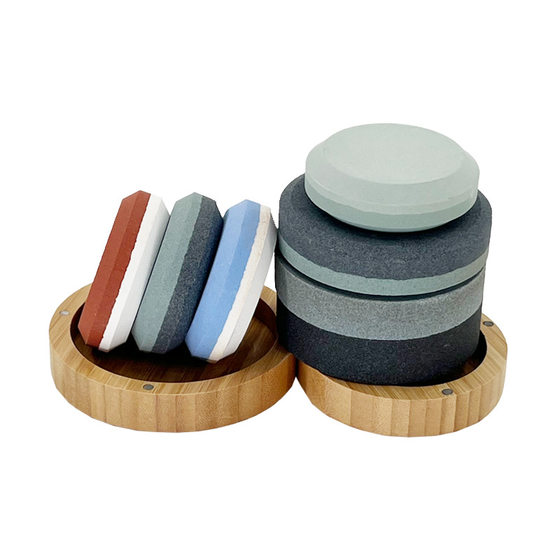 Hand-held round Whetstone portable household outdoor glass Grinding axe black carbon round grinding block cutting edge round oilstone