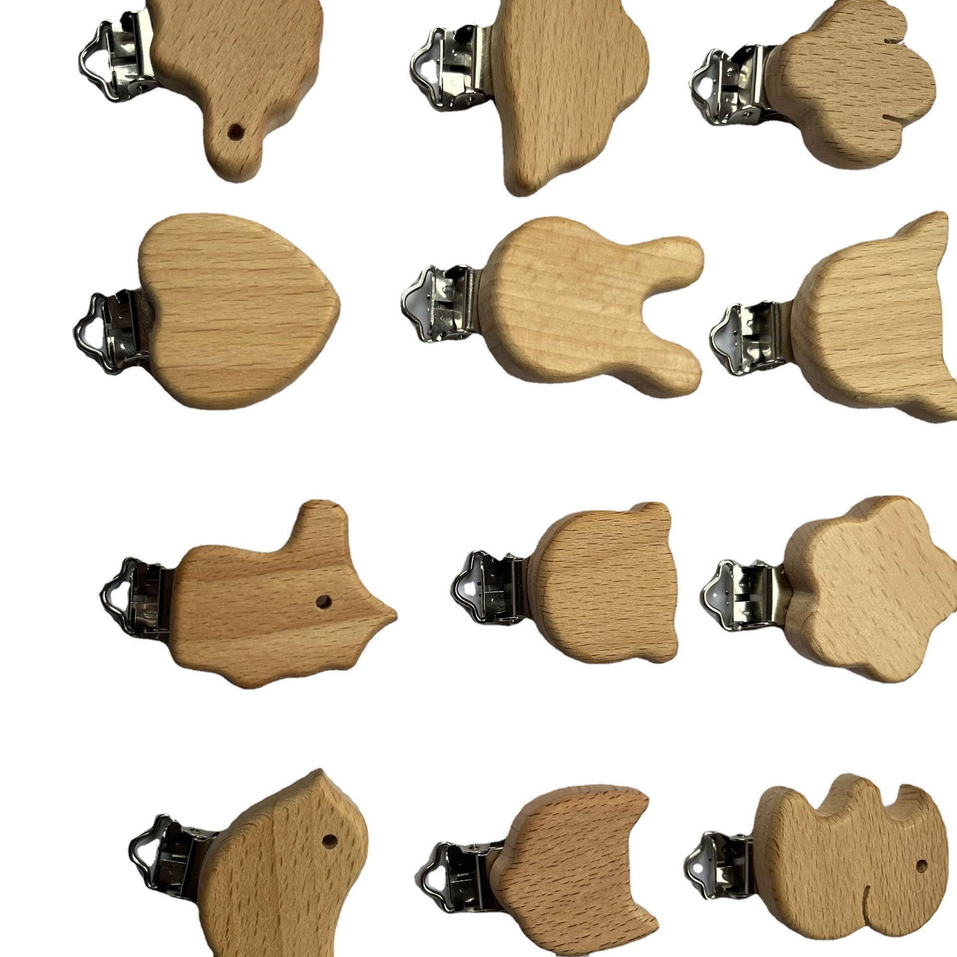 Factory supply baby pacifier clip beech wood animal pacifier clip baby pacifier wooden pacifier clip anti-loss