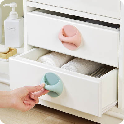 Creative mini home door and window handle plastic self-adhesive seamless door handle wardrobe drawer wooden door glass handle