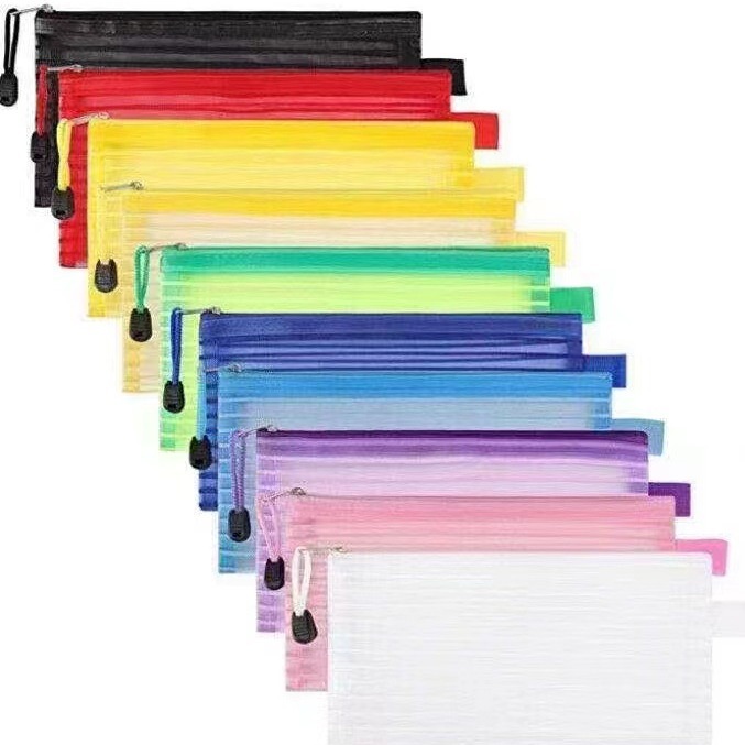 Straight Striped Edge Bag Pencil Bag Bill Bag Zipper Document Bag Student Stationery Bag Cosmetics Large Capacity Storage Bag