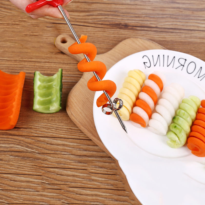Cucumber Twist Spiral Knife Stainless Steel Screw Coil Kitchen Creative Tools Cutting Carrot Rotary Knife