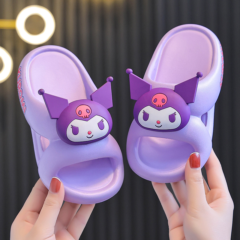 Genuine Sanrio Children's Slippers Girls' Indoor Home Odor Deodorant Non-Slip Kulomi melody One-Word Slippers for Boys