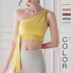 New High Elastic Fitness Yoga Suit One-shoulder Sports Bra Vest Women's Beautiful Back Short Top Yoga Suit Women's Summer