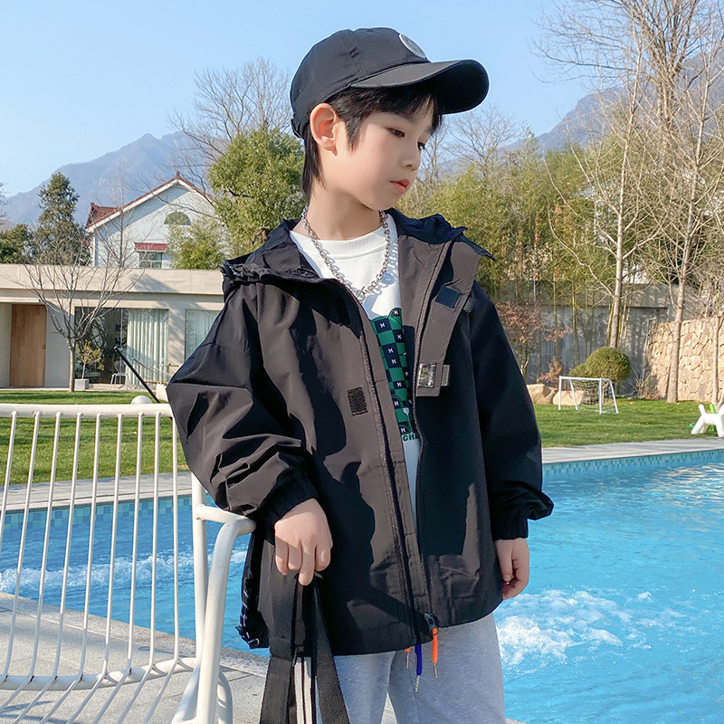 Boys' Coat Large Children's Hooded Coat Spring and Autumn New Children's Rush Jacket Coat Coat Wholesale