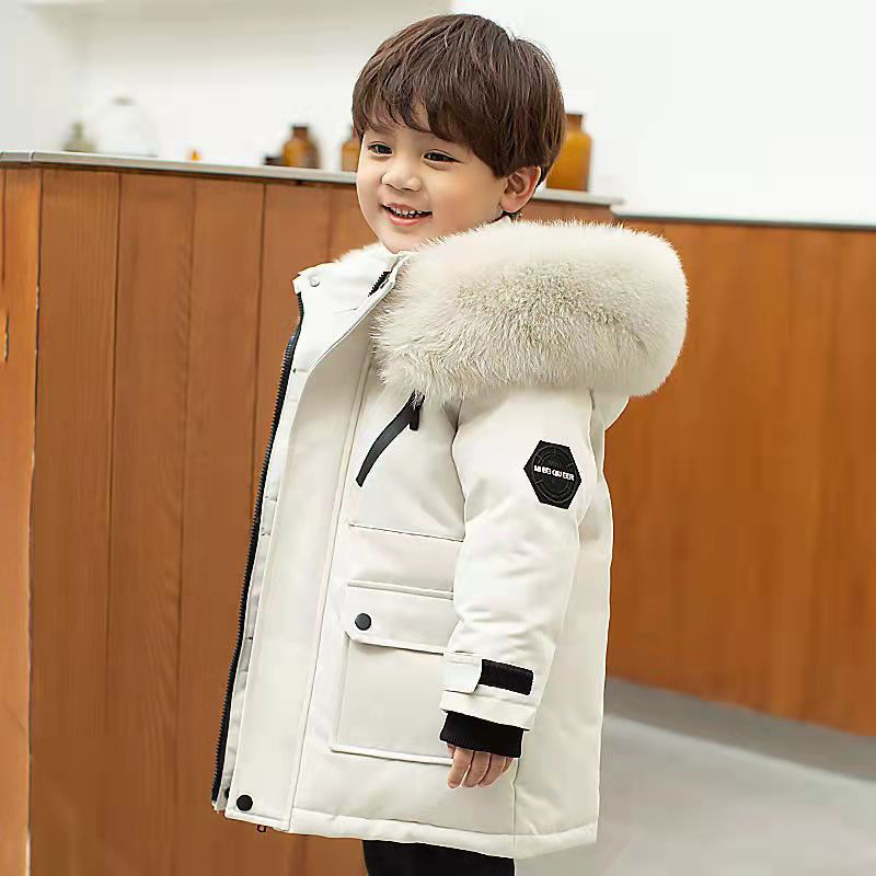 Children's down jacket Boys' mid-length 2023 new western style medium and big children thickened little boys' winter down jacket