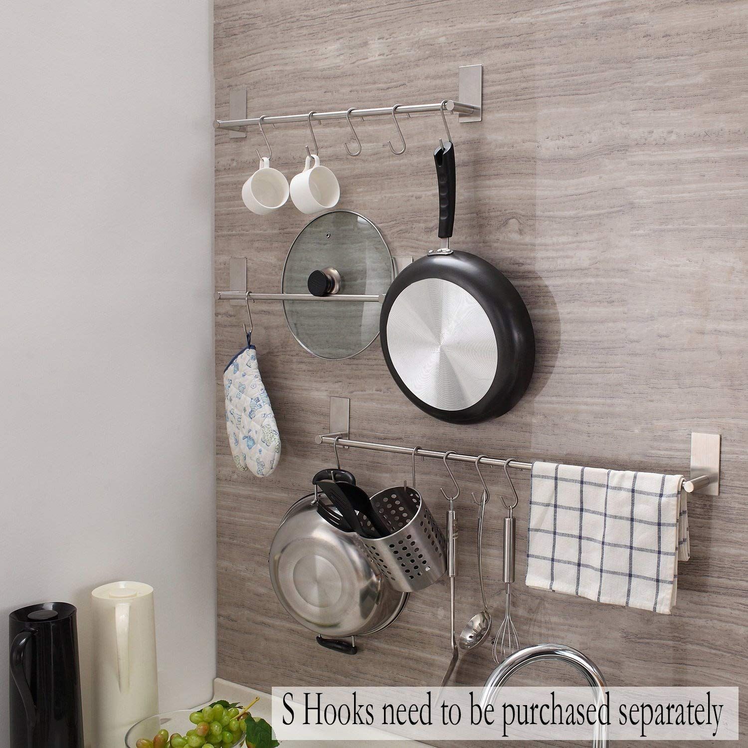 Bathroom paste towel bar bathroom non-drilling towel rack sus304 stainless steel brushed black non-drilling